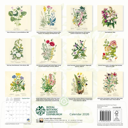 Royal Botanic Garden Edinburgh 2026 Wall Calendar