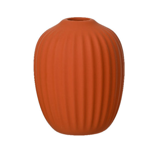 Ridged Matte Vase - Red