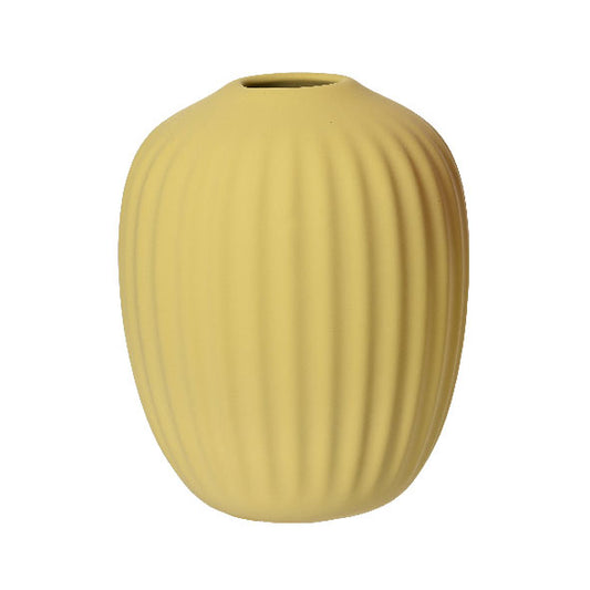 Ridged Matte Vase - Yellow