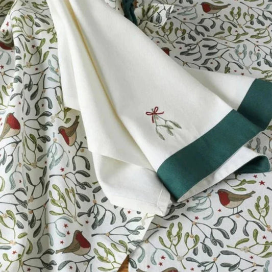 Robin & Mistletoe Set of Two Tea Towels