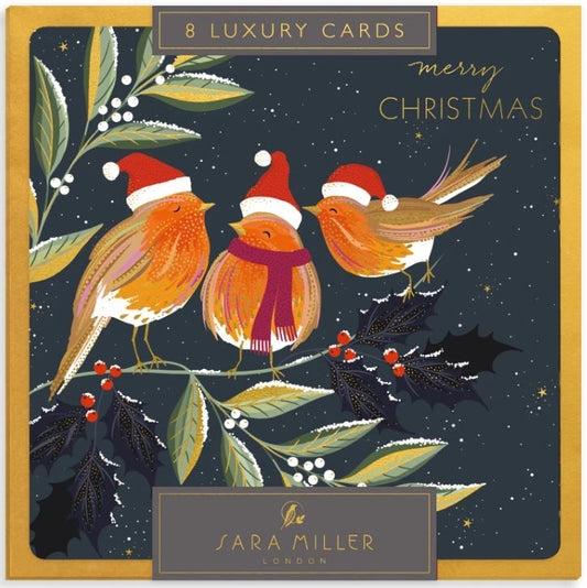 Festive Robins 8 Pack Luxury Christmas Cards