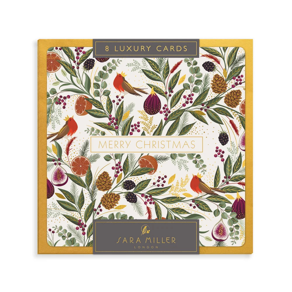 Luxury Christmas Cards Pack of 8 - Robins &amp; Figs