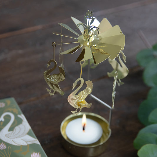 Rotary Candle Holder - Swans