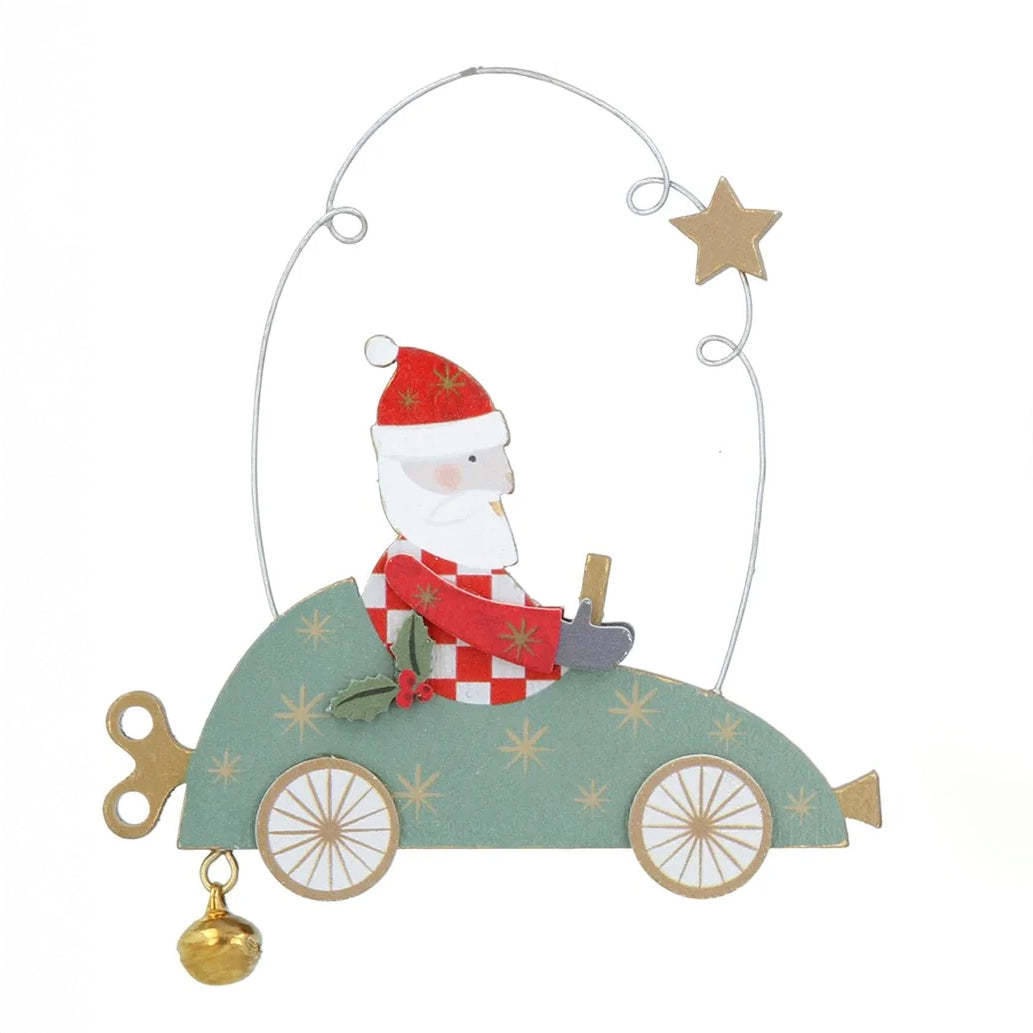Santa in Car Hanging Decoration - Green