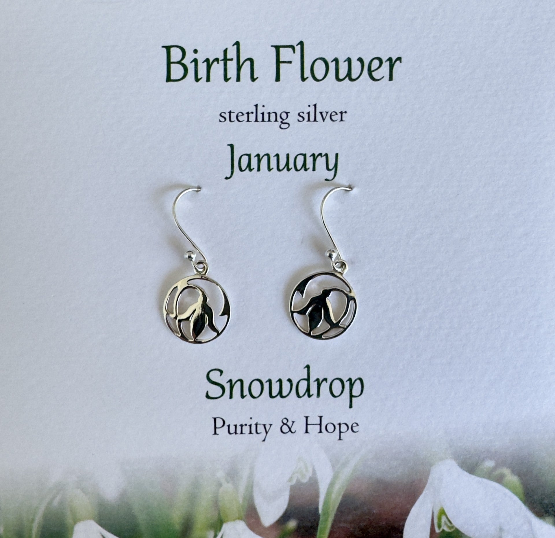 Birth Flower Earrings - January Snowdrop