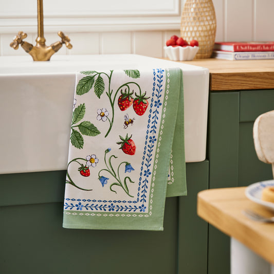 Cotton Tea Towel - Strawberry Patch