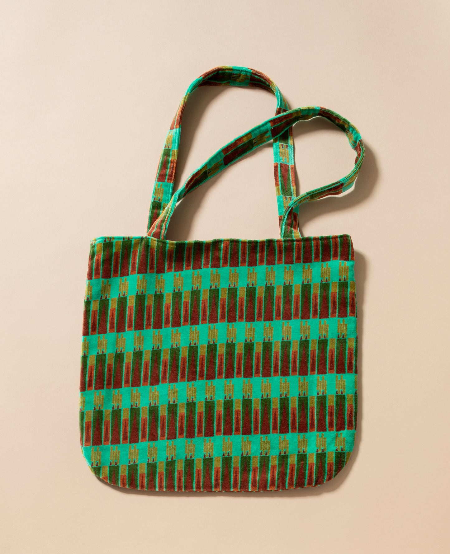 Velvet Shoulder Bag - Green Stripe