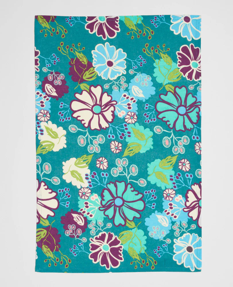 Teal Cosmos Tea Towel