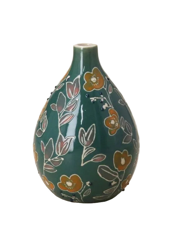 Floral Teal Vase