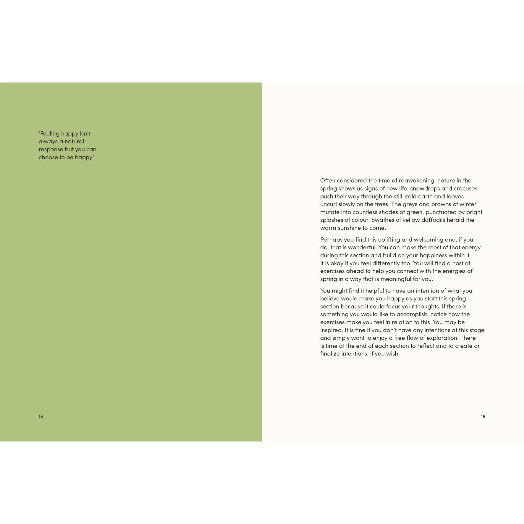 Two pages from a book with text on a green background