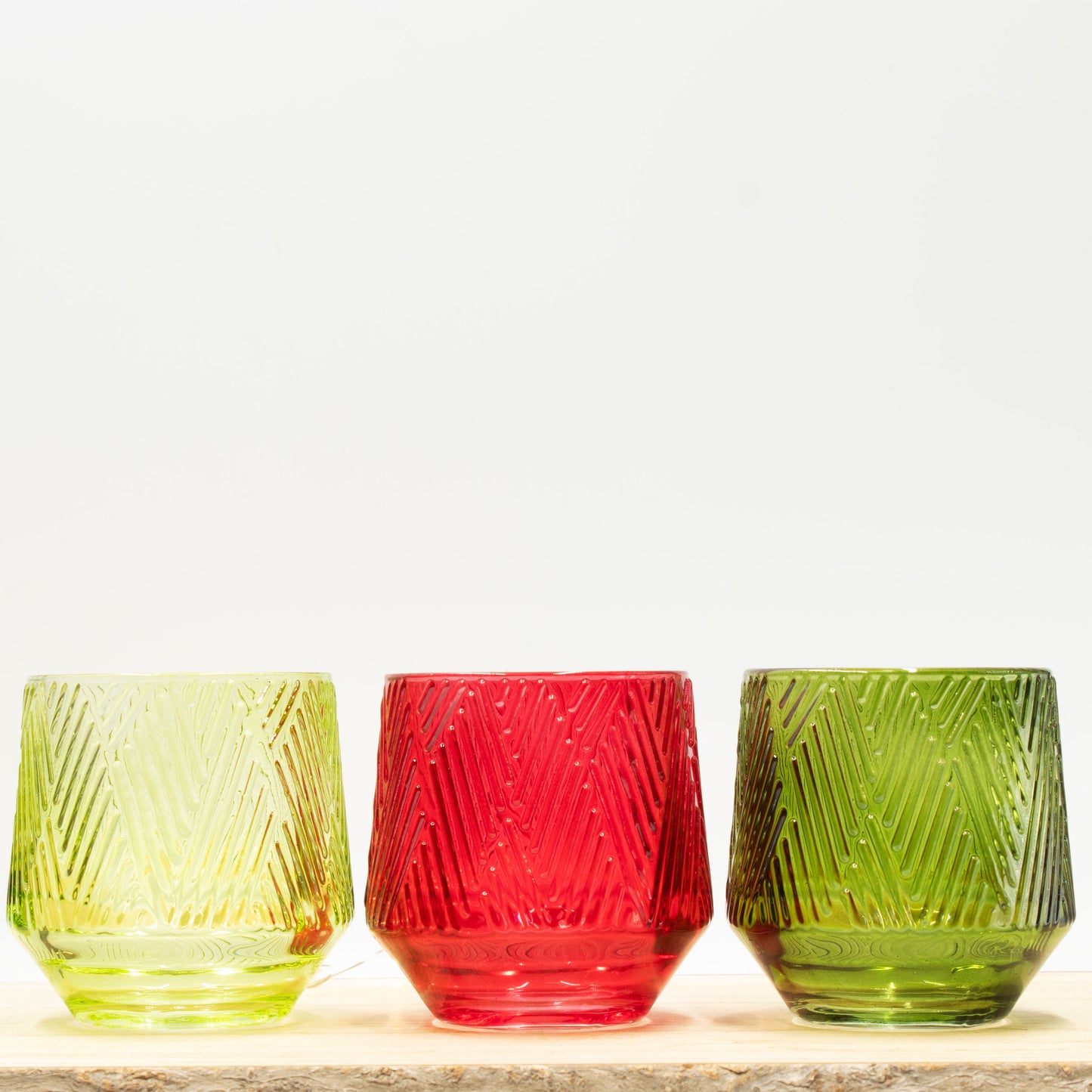 Ridged Glass Tealight Holder - Red