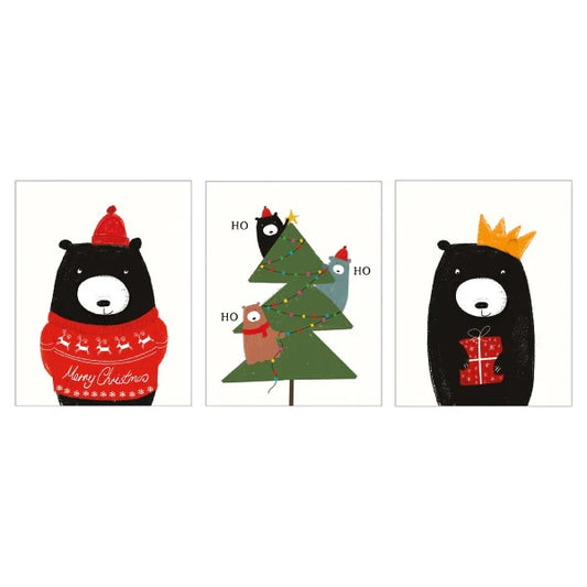 Three Bears Christmas Card Trio - Pack of 12