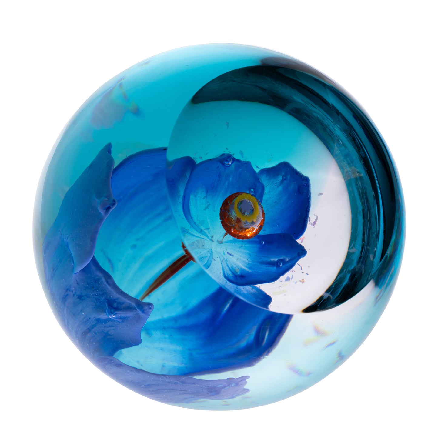 blue poppy paperweight