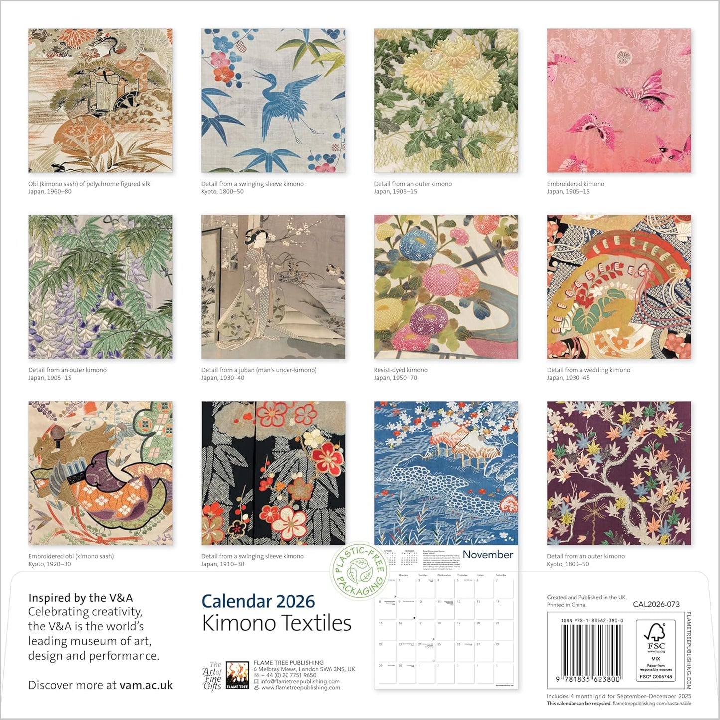 V&A Kimono Textiles Calendar 2026