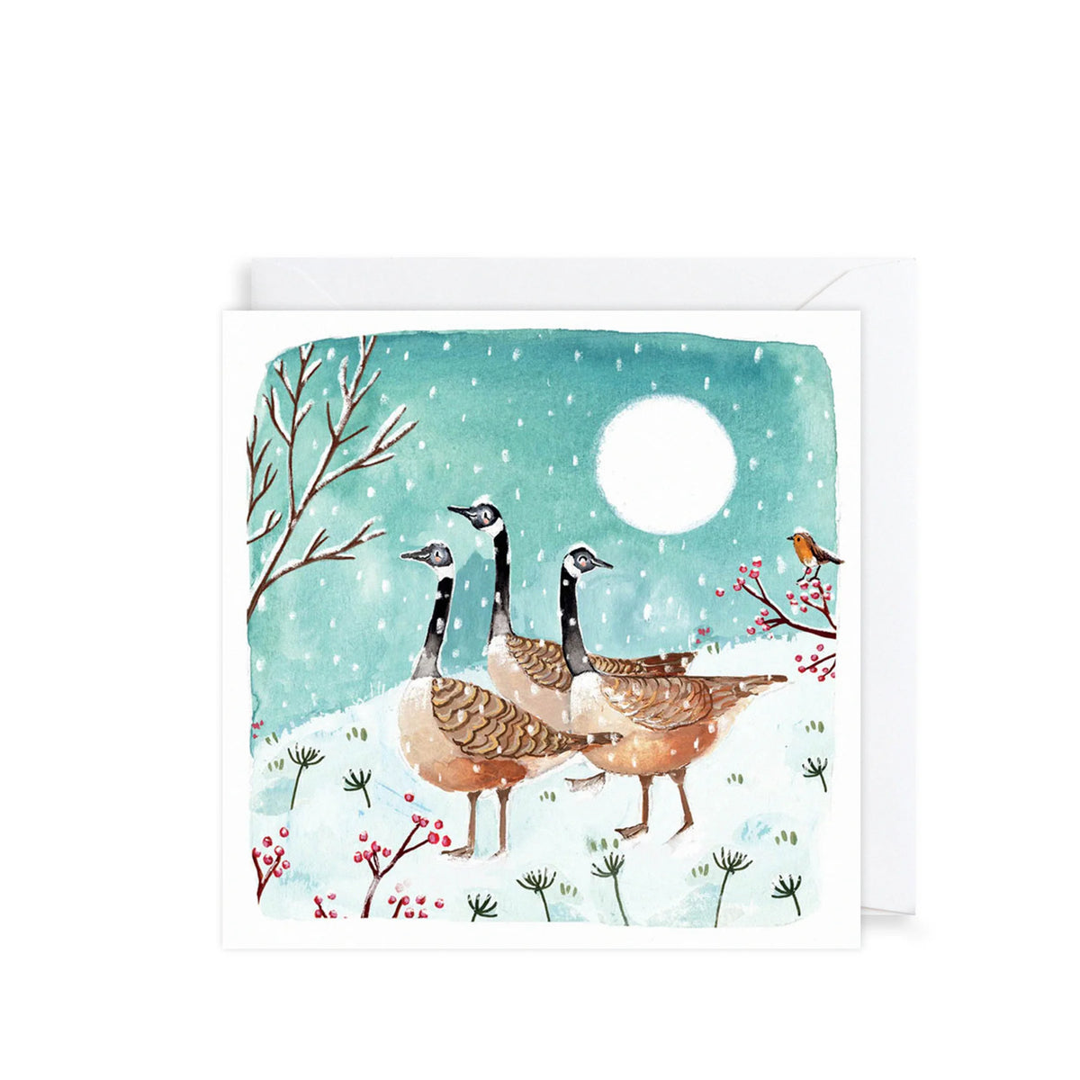 Christmas Cards Pack of 10 - Three Geese &amp; Hares
