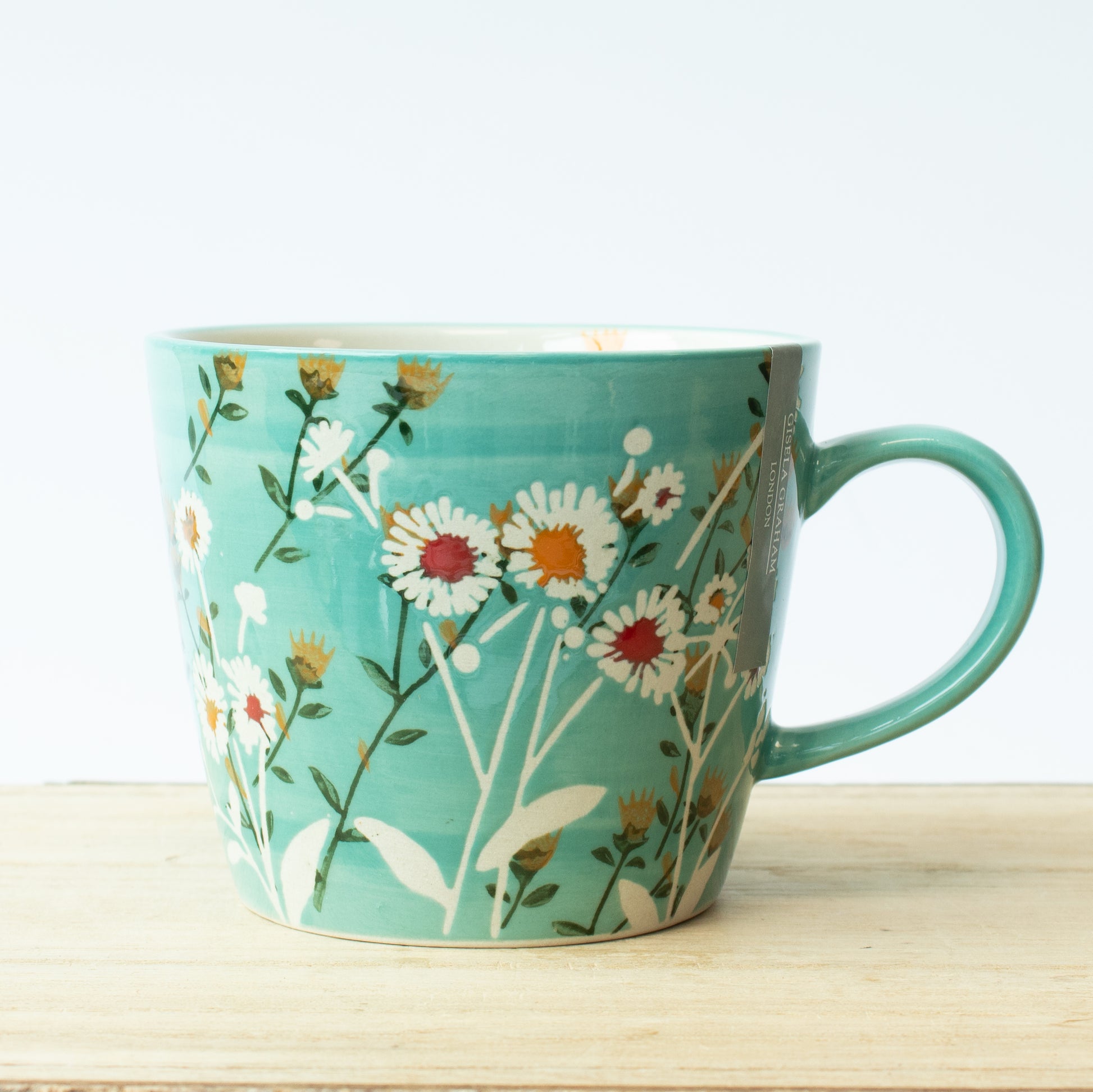 blue floral mug
