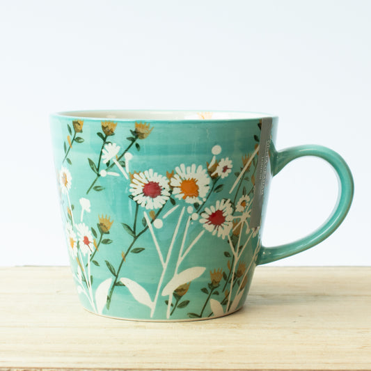 blue floral mug
