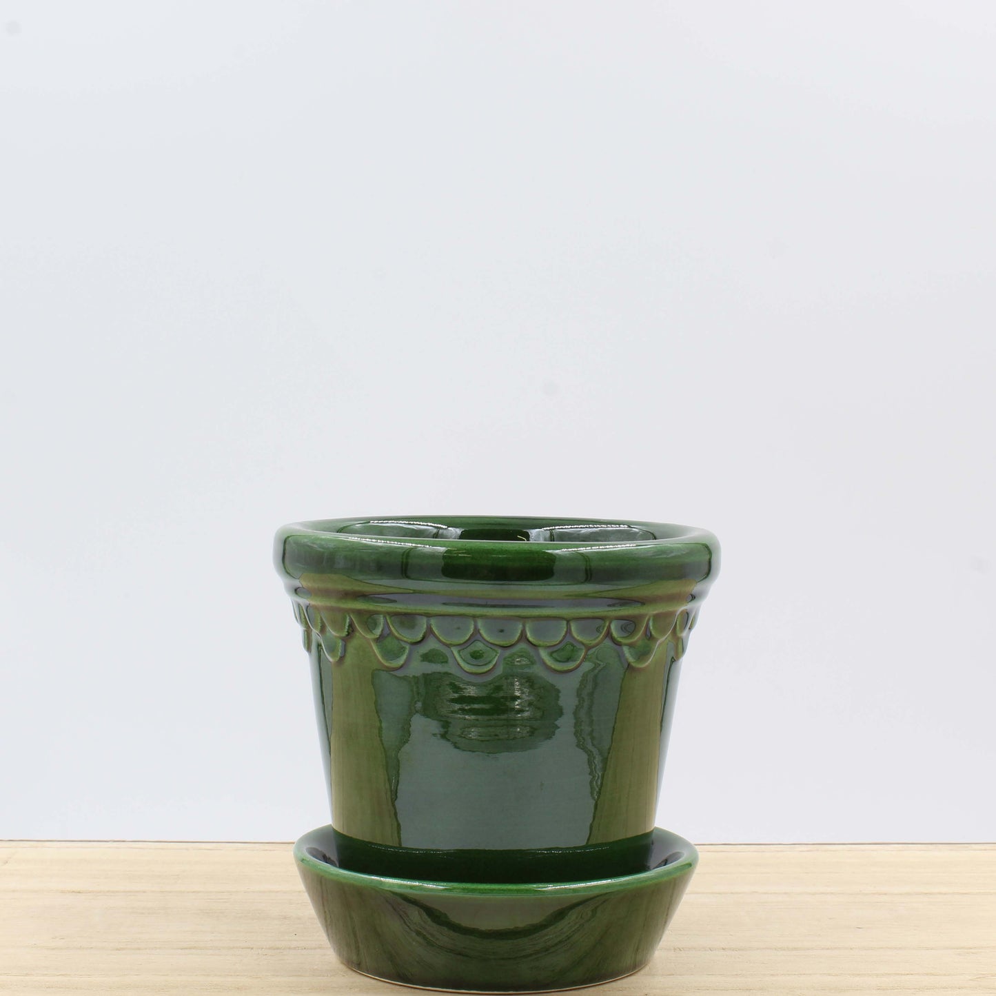 Copenhagen Glazed Terracotta Pot and Saucer 10cm
