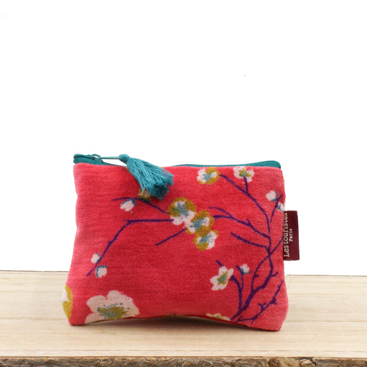 Velvet Pouch Small - Bright Coral