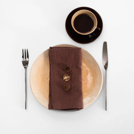 Linen Tea Towel - Chocolate