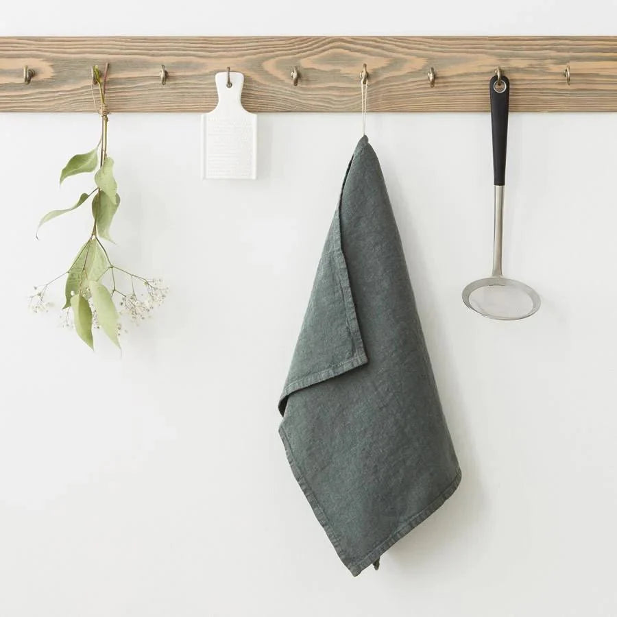 Linen Tea Towel - Forest Green