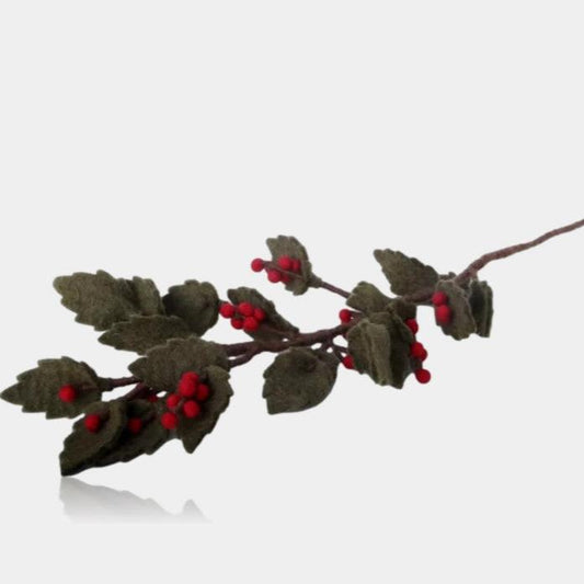 Holly Branch with Red Berries