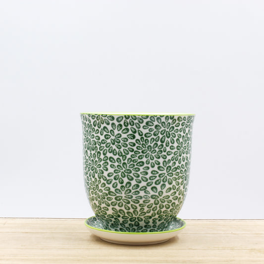 Porcelain Pot & Saucer - Green