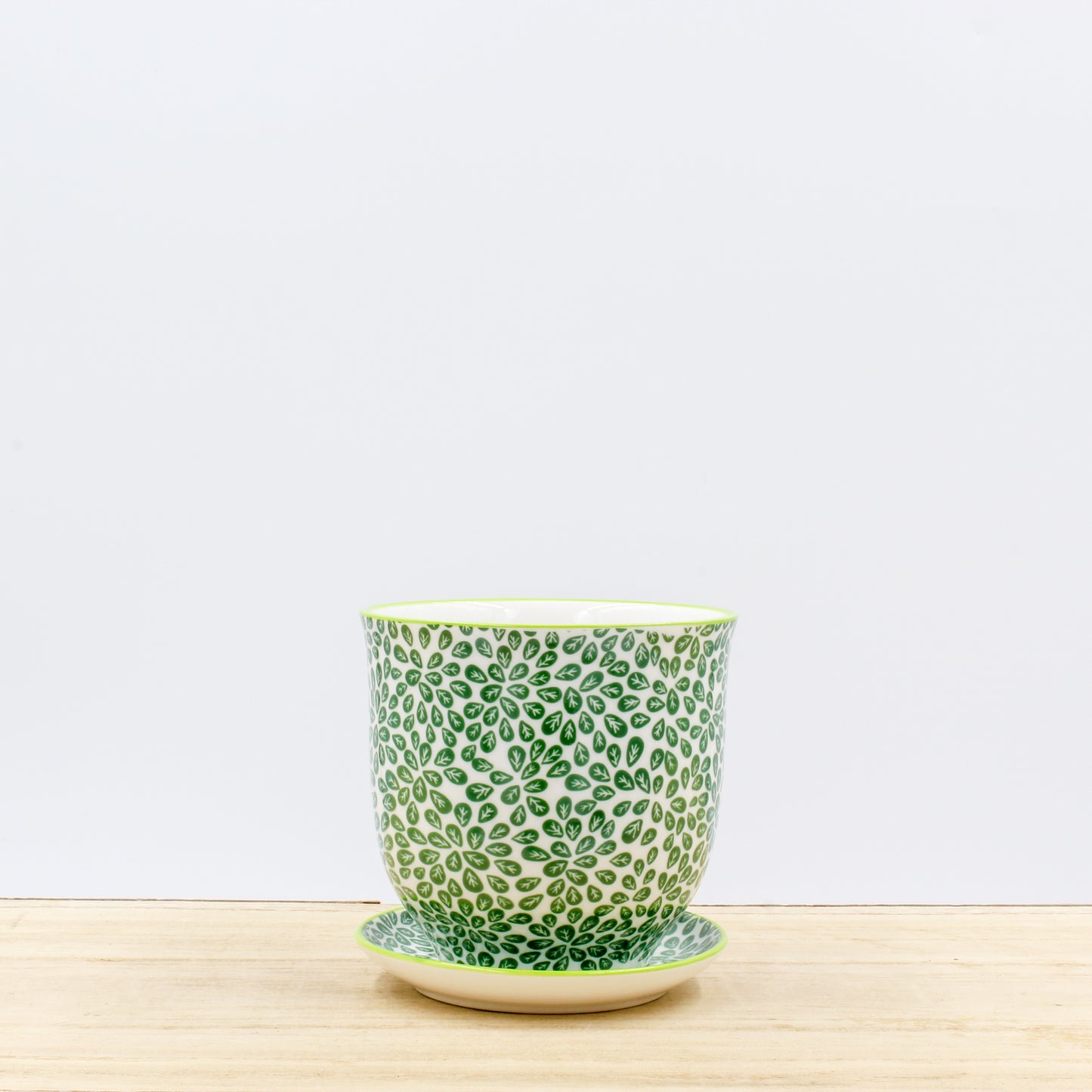 Porcelain Pot & Saucer - Green