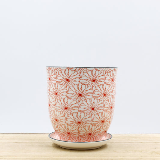 Porcelain Pot & Saucer - Red