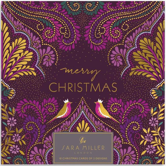 Purple Paisley 10 Pack Christmas Cards