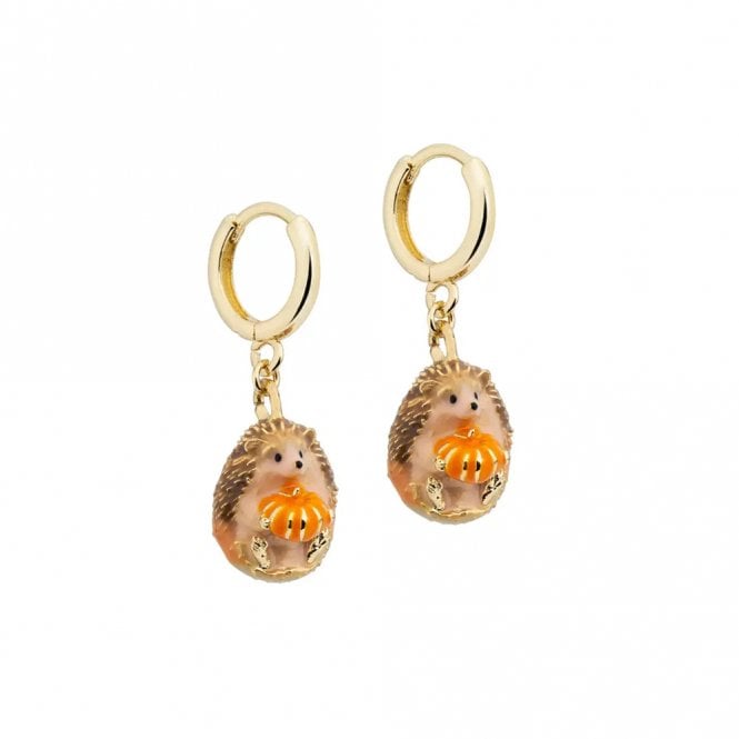 Hedgehog &amp; Pumpkin Huggie Earrings
