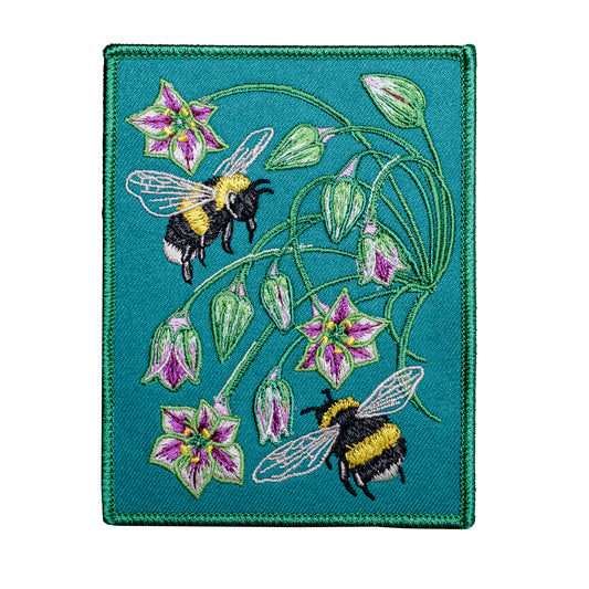 'Endeavour' Bumblebee and Allium Embroidered Patch