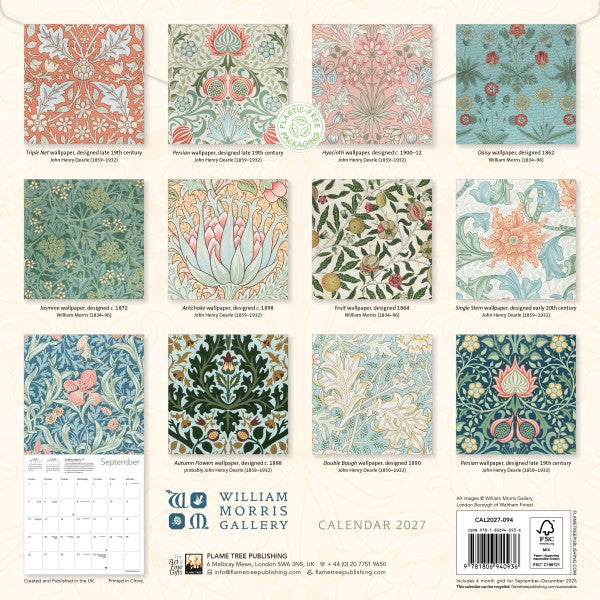 William Morris Gallery Wall Calendar 2027