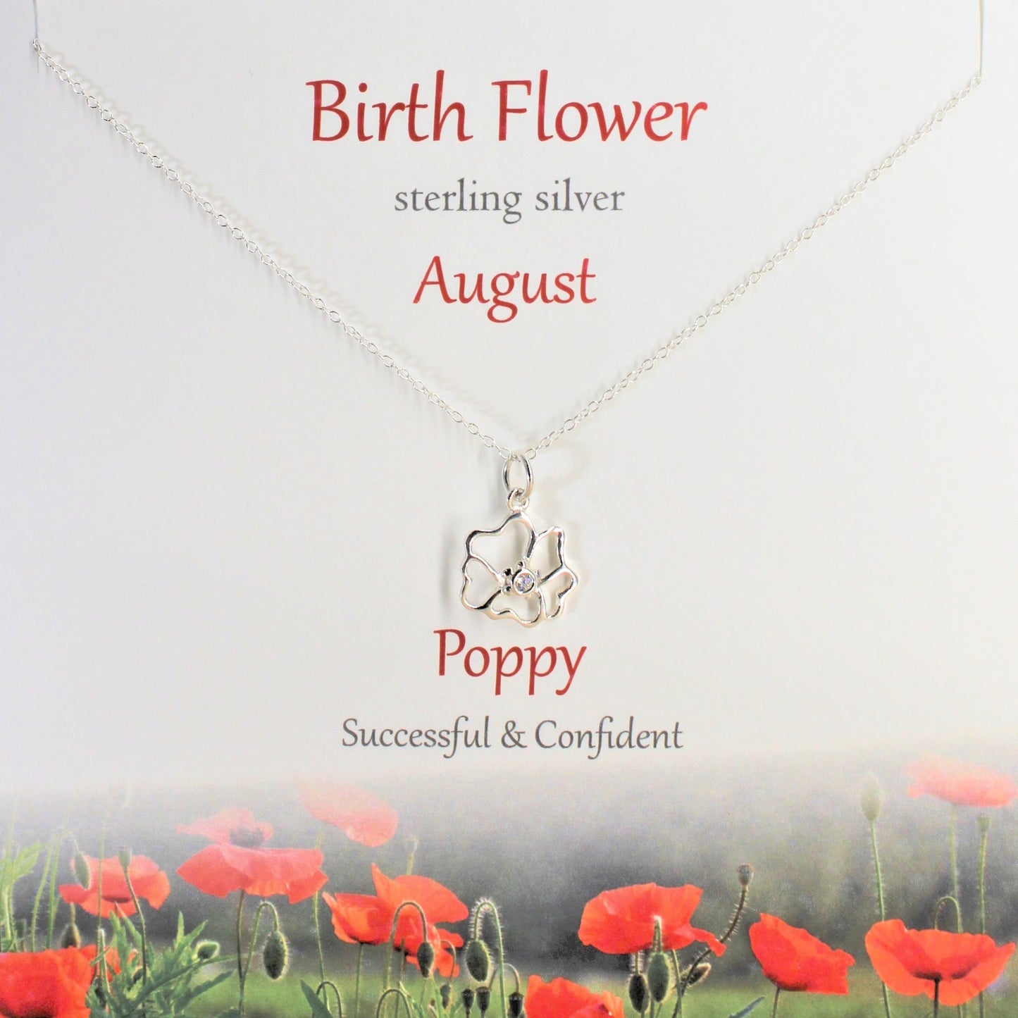 Birth Flower Pendant August - Poppy