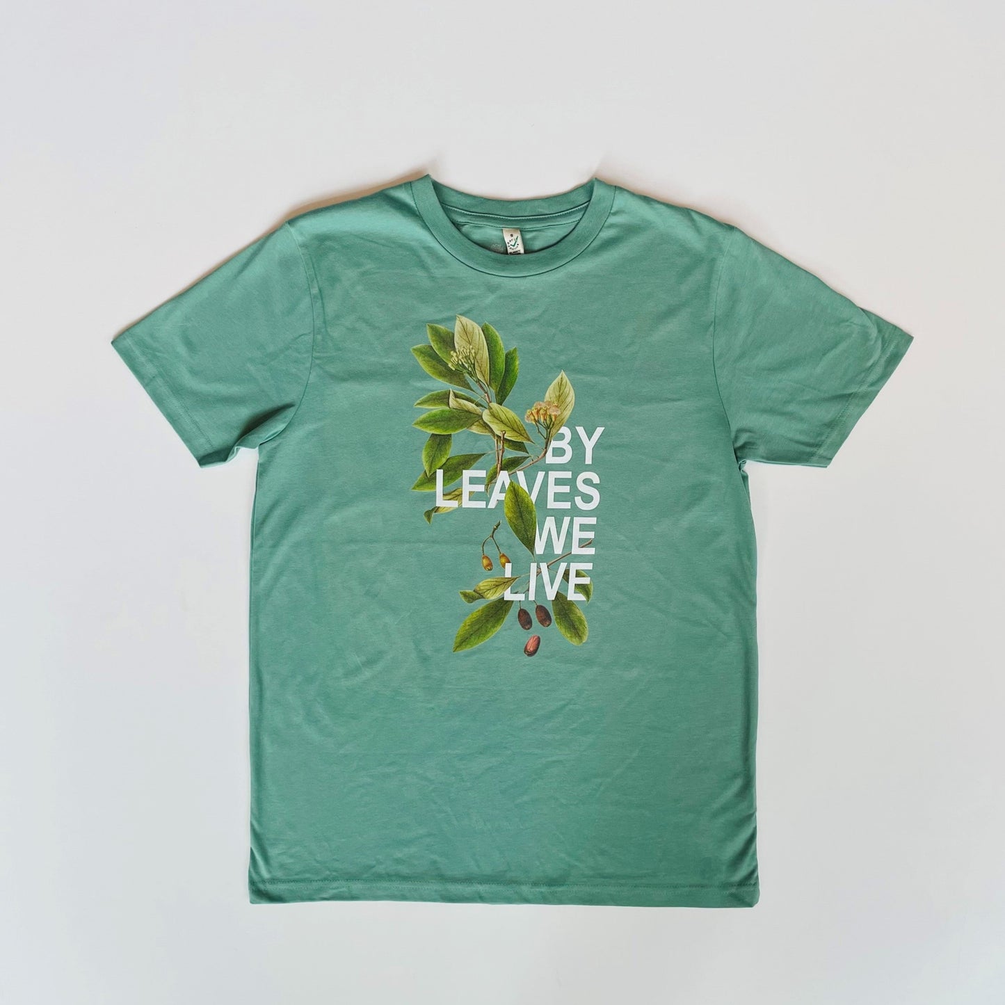 'By Leaves We Live' T-Shirt - Sage Green