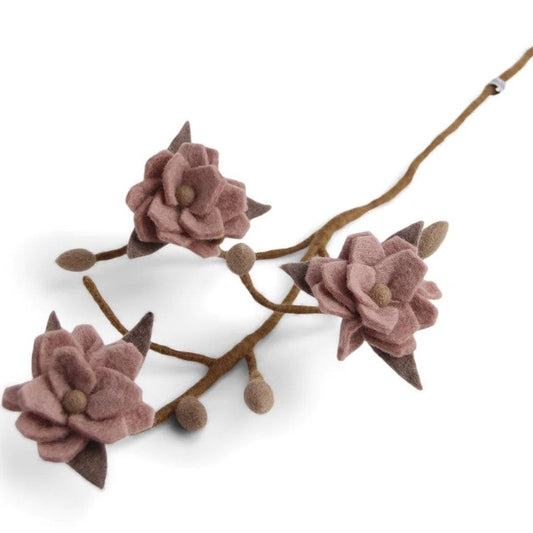 Magnolia Branch with Flowers - Dusty Rose