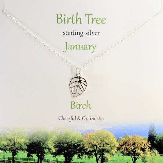 Birth Tree Pendant January - Birch