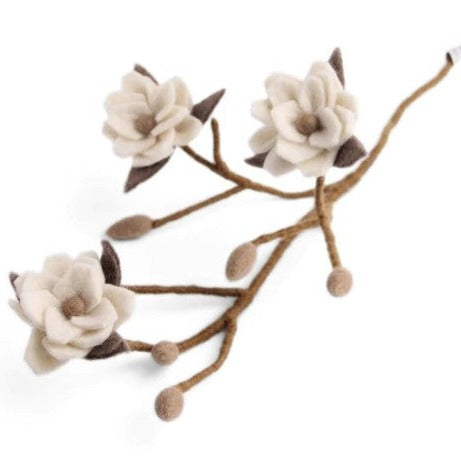 Magnolia Branch with Flowers - White