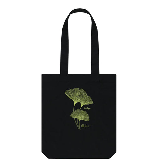 Black Gingko Leaf Tote Bag